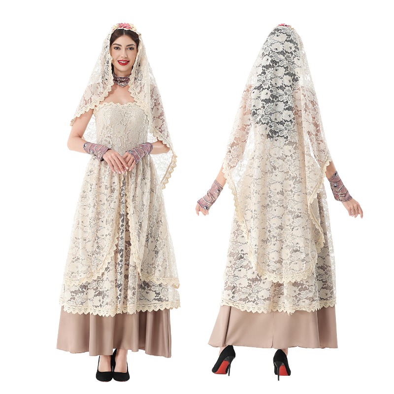 Wedding Dress - Gaun Maxi Berenda Vintage untuk Wanita