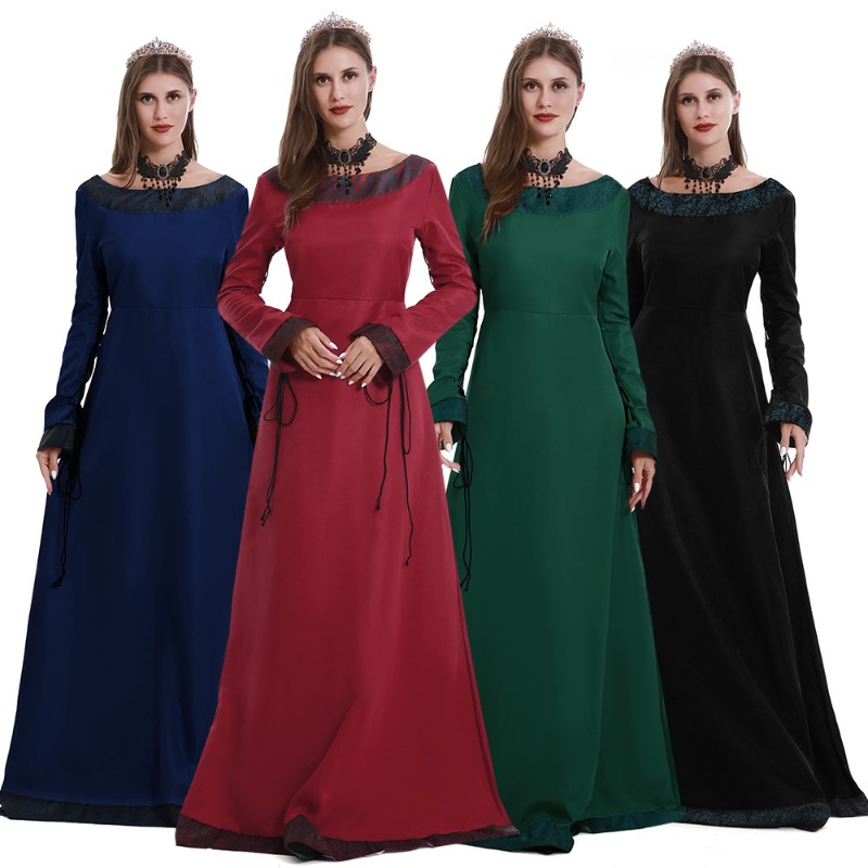 Lace Dress - Gaun Panjang Abad Pertengahan untuk Wanita,