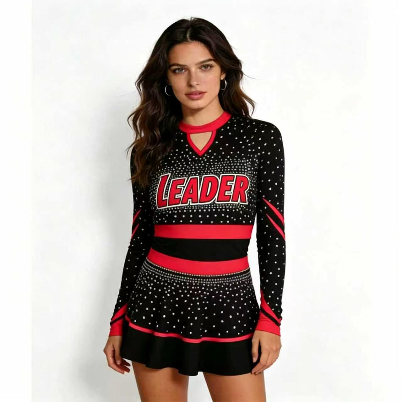 Kostum Cheerleading Berhias Rh - Women'S Red Formal Wear ulasan dan harga